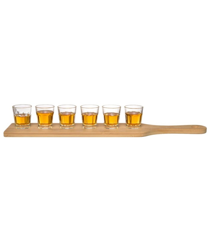 Planche avec 6 verres pour apéro