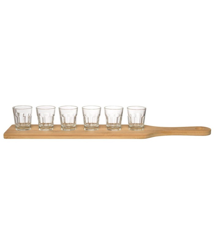 Planche avec 6 verres pour apéro