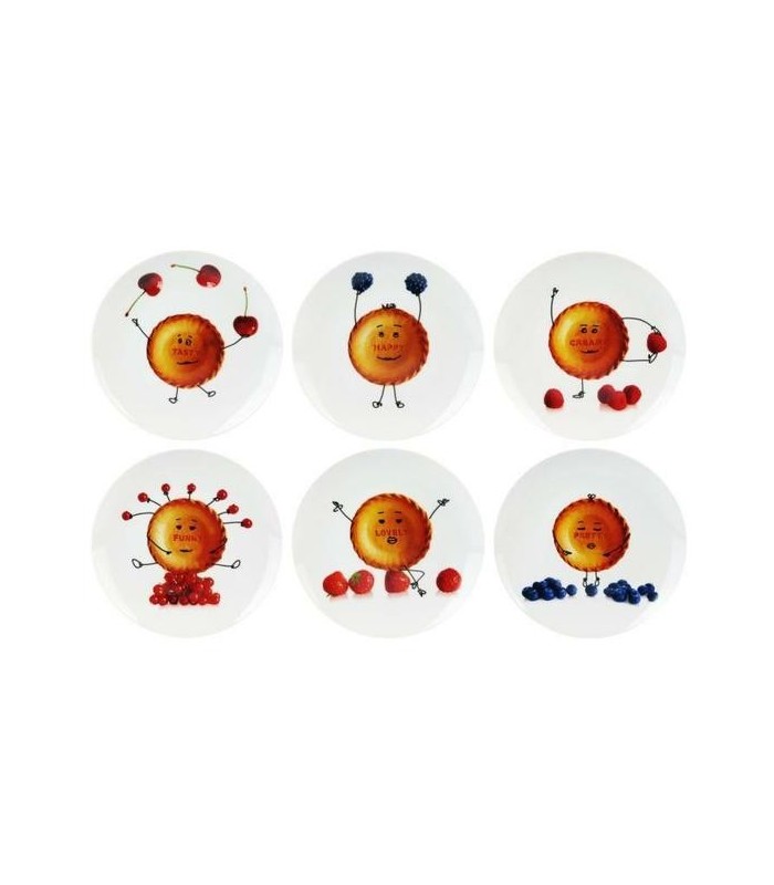 Coffret 6 assiettes en porcelaine "Les Gourmandes"