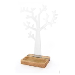 Porte-bjoux Arbre avec socle bois, noir