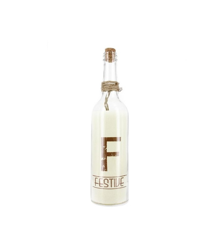 Bouteille lumineuse, lettre F "Festive"