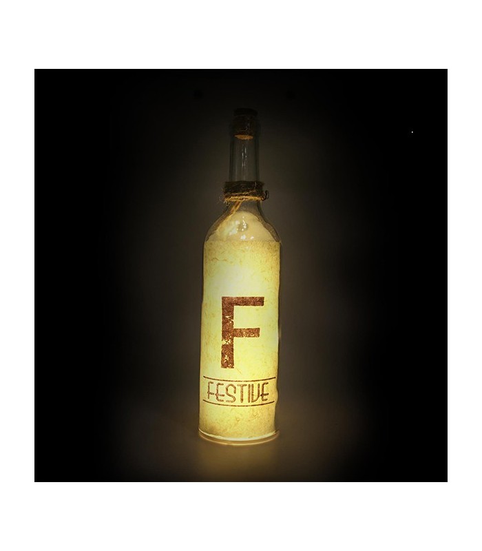 Bouteille lumineuse, lettre F "Festive"