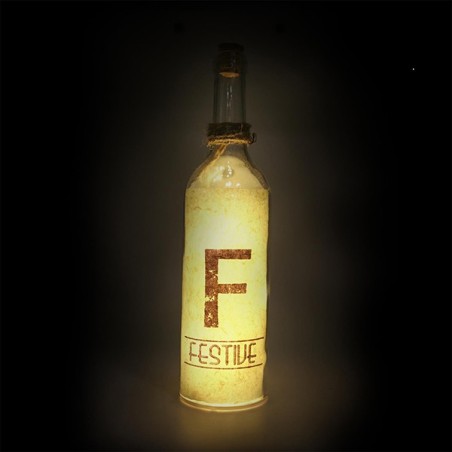 Bouteille lumineuse, lettre F "Festive"
