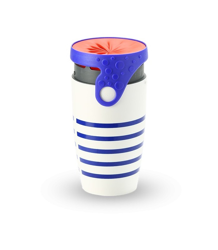 Mug étanche blanc rayé bleu Twizz Marcel -Néolid