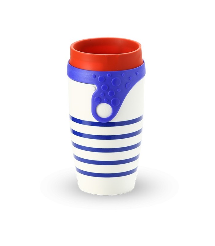 Mug étanche blanc rayé bleu Twizz Marcel -Néolid