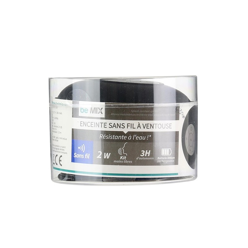 Haut-parleur pour la douche, étanche noir