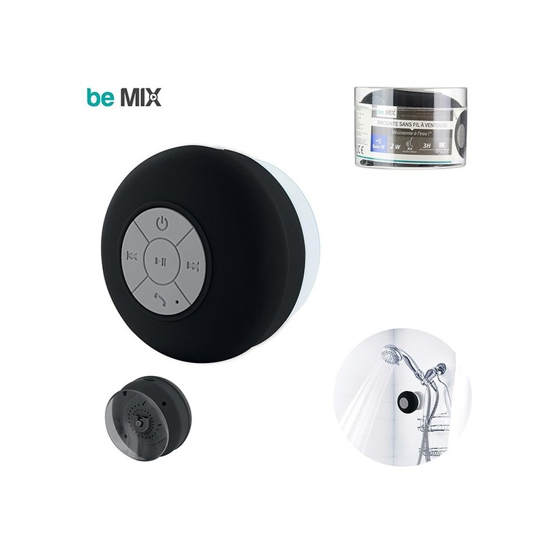 Haut-parleur pour la douche, étanche noir