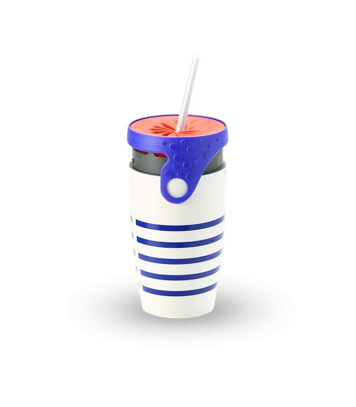 Mug étanche blanc rayé bleu Twizz Marcel -Néolid