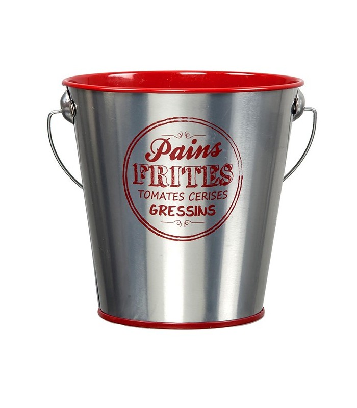 Seau de table en zinc, rouge