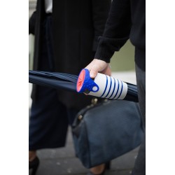 Mug étanche blanc rayé bleu Marcel