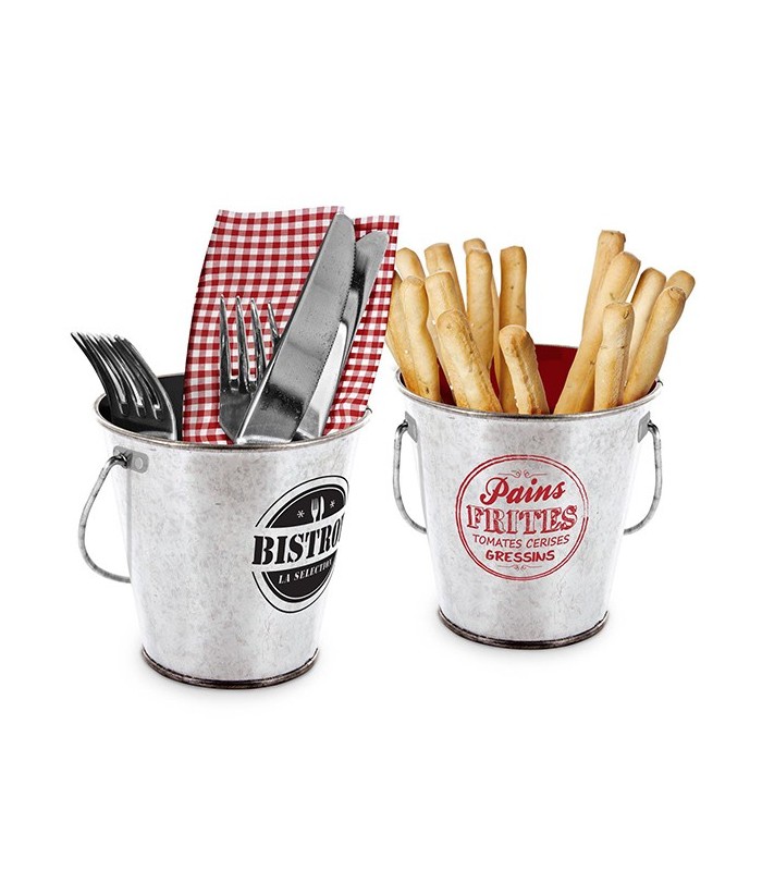 Seau de table en zinc, rouge