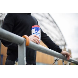 Mug étanche blanc rayé bleu Marcel