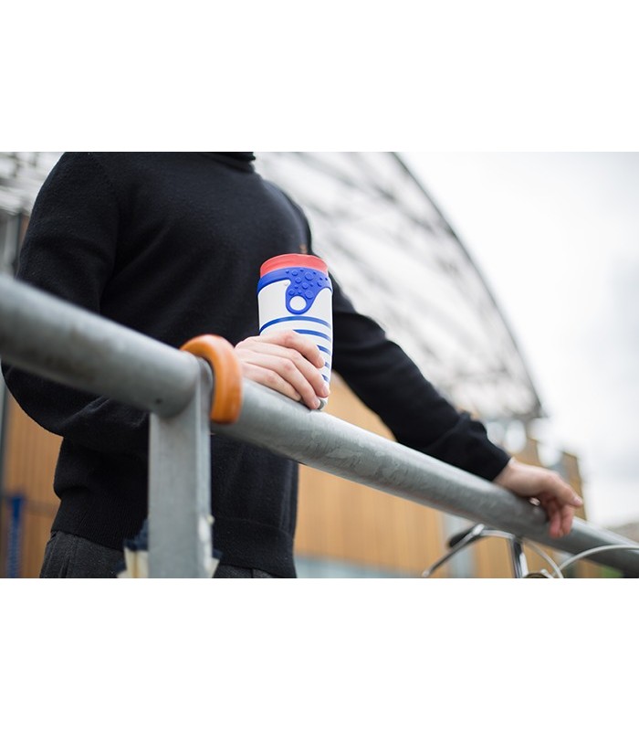 Mug étanche blanc rayé bleu Twizz Marcel -Néolid