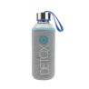 Bouteille en verre 350ml et pochon de protection, bleu