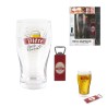 Bière pinte en verre et décapsuleur aimanté en acier et inox