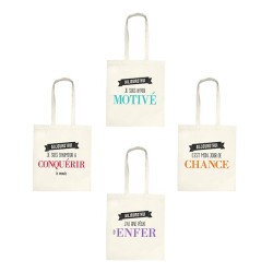 Sac coton "Aujourd'hui je suis hyper motivé", bleu