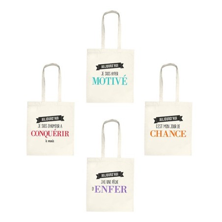 Sac coton "Aujourd'hui je suis d'humeur à conquérir le monde"