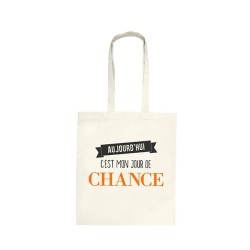 Sac coton "Aujourd'hui c'est mon jour de chance", orange