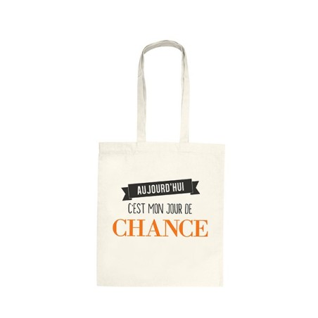 Sac coton "Aujourd'hui c'est mon jour de chance", orange