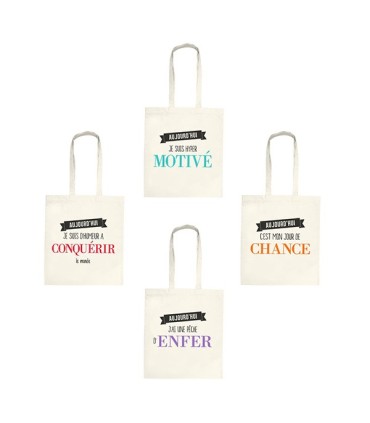 Sac coton "Aujourd'hui je suis d'humeur à conquérir le monde"