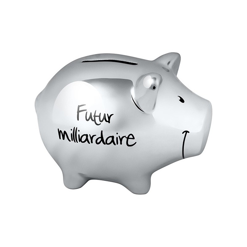 Tirelire Cochon "Futur Milliardaire", argent