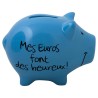 Tirelire Cochon "Mes euros font des heureux", bleu foncé