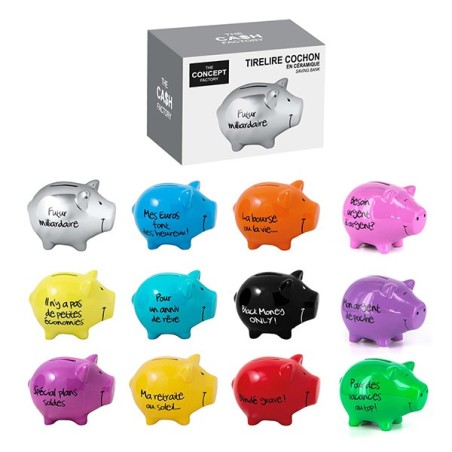 Tirelire Cochon "Mes euros font des heureux", bleu foncé