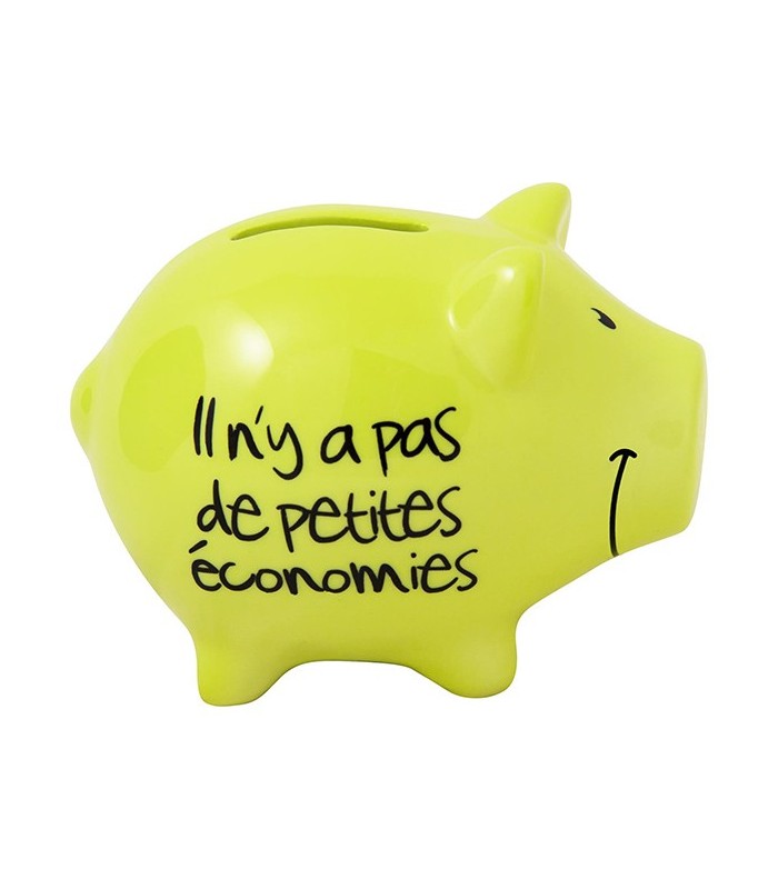 Tirelire Cochon "Il n'y a pas de petites économies", jaune clair
