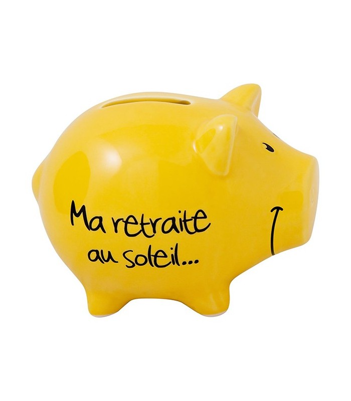 Tirelire Cochon "Ma retraite au soleil...", jaune