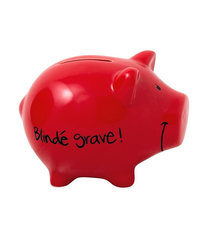 Tirelire Cochon "Blindé grave !", rouge