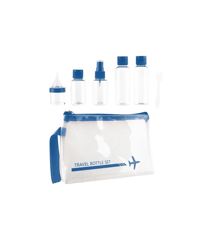 Kit de voyage avec 5 flacons, bleu