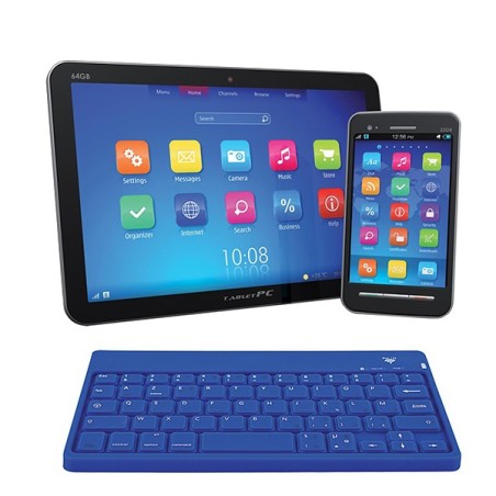 Clavier connecté Bluetooth en silicone bleu