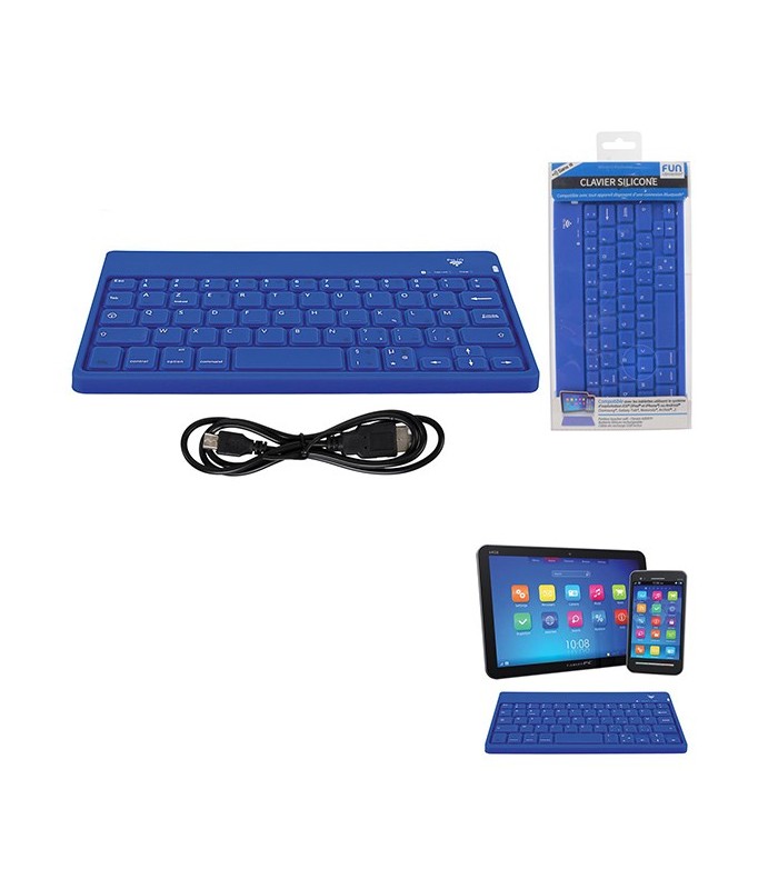 Clavier connecté Bluetooth en silicone bleu
