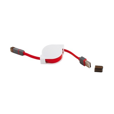 Câble USB rétractable pour iPhone et micro USB, rouge