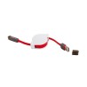 Câble USB rétractable 1m pour iPhone et micro USB, rouge