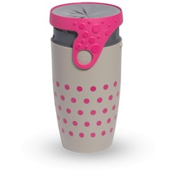 Mug étanche gris à pois rose Charlotte