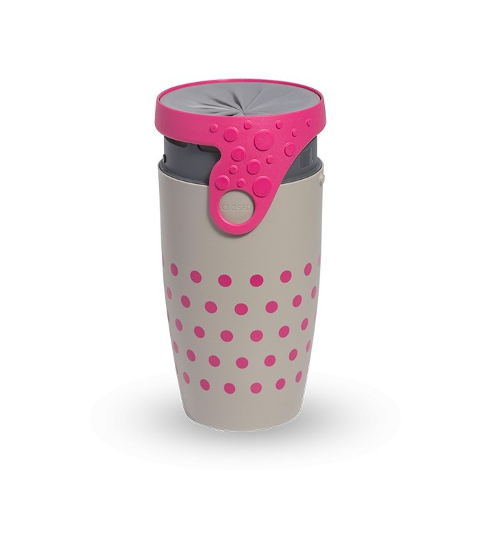 Mug étanche gris à pois rose Charlotte
