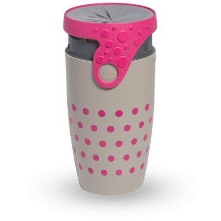 Mug étanche gris à pois rose Charlotte