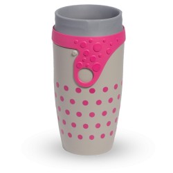Mug étanche gris à pois rose Charlotte