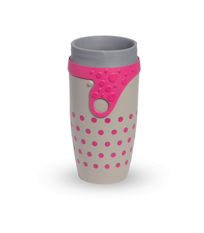 Mug étanche gris à pois rose Charlotte