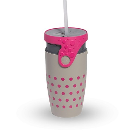 Mug étanche gris à pois rose Charlotte