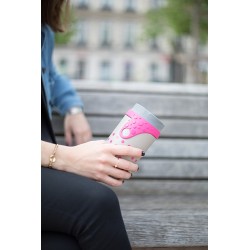 Mug étanche gris à pois rose Charlotte