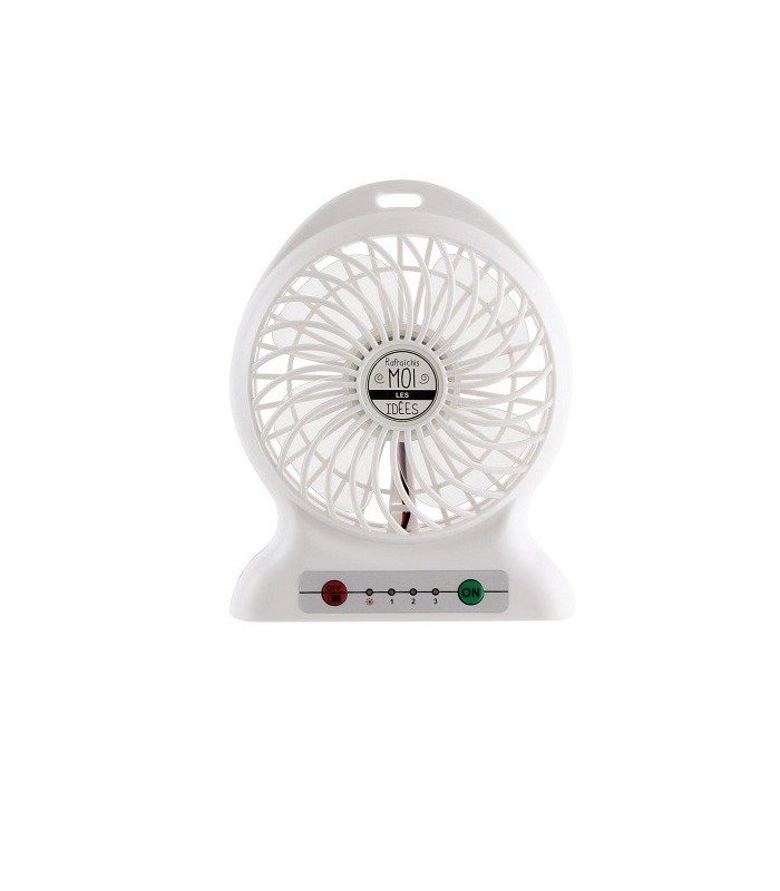 Ventilateur sans fil rechargeable 1200 mAh, "Mon ventilo anti coup de chaud" noir