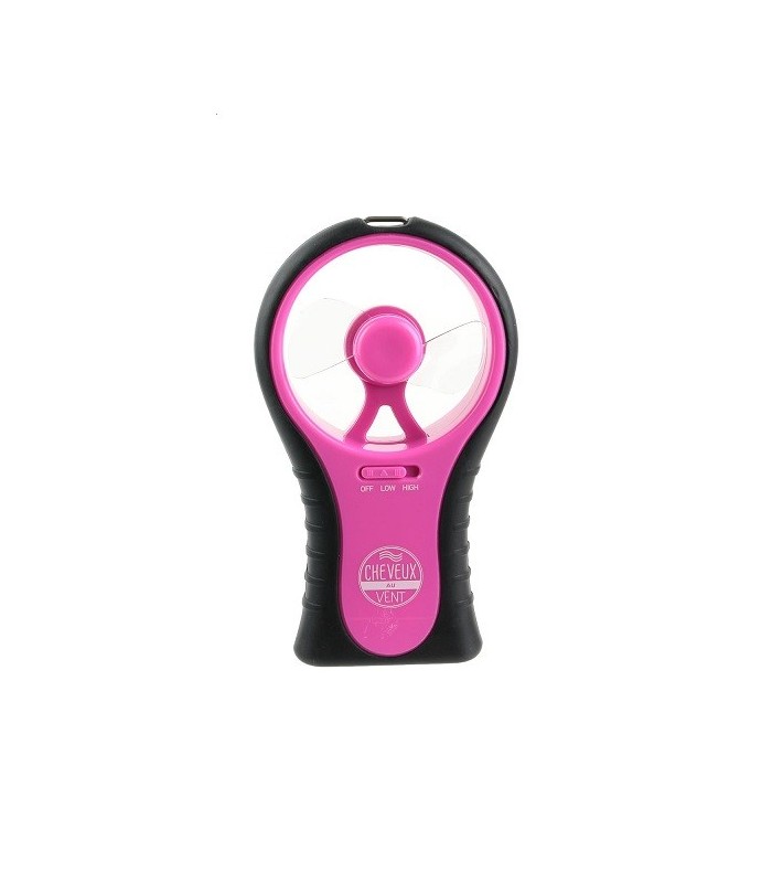 Ventilateur à piles 2 vitesses, "Cheveux au vent" rose
