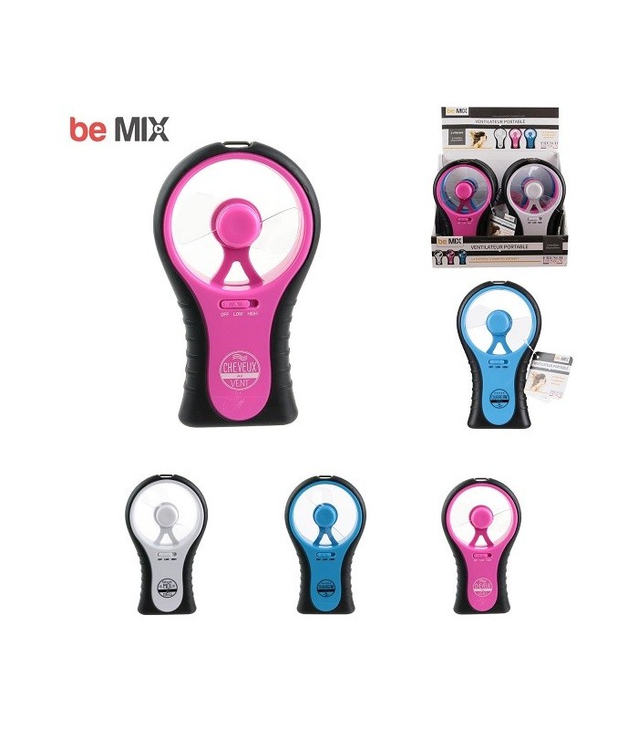 Ventilateur à piles 2 vitesses, "Cheveux au vent" rose