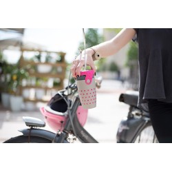 Mug étanche gris à pois rose Charlotte