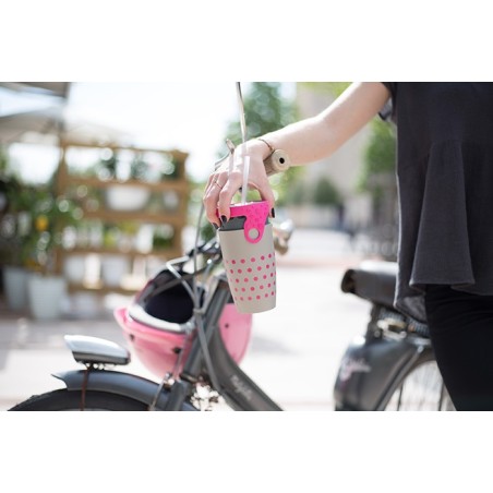 Mug étanche gris à pois rose Charlotte