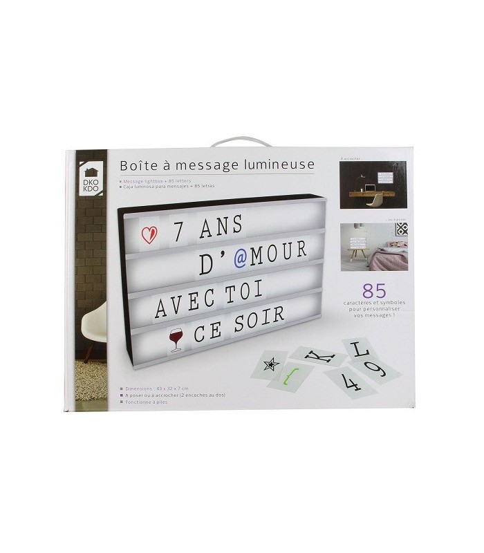 Boîte lumineuse à message format A3 + 85 caractères