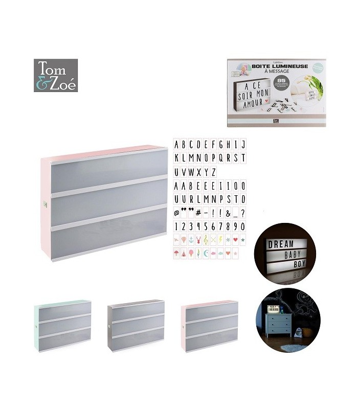 Boîte lumineuse à message format A4 + 85 caractères, rose