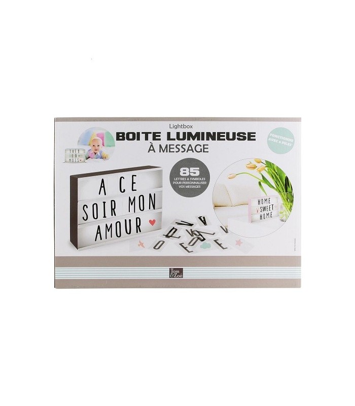 Boîte lumineuse à message format A4 + 85 caractères, rose